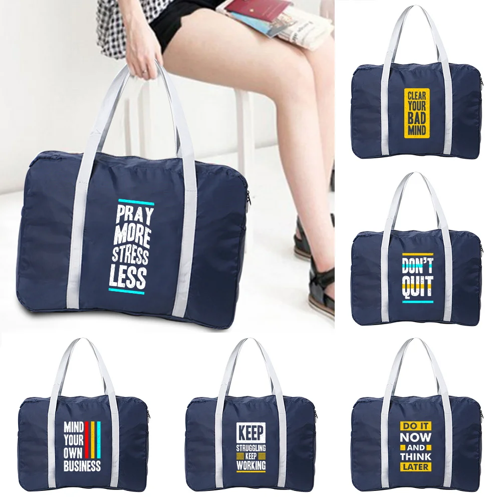 Luggage Travel Bags Nylon Unisex Foldable Large Capacity Bag Phrase Series Printed Women New WaterProof Handbags Men Travel Bags