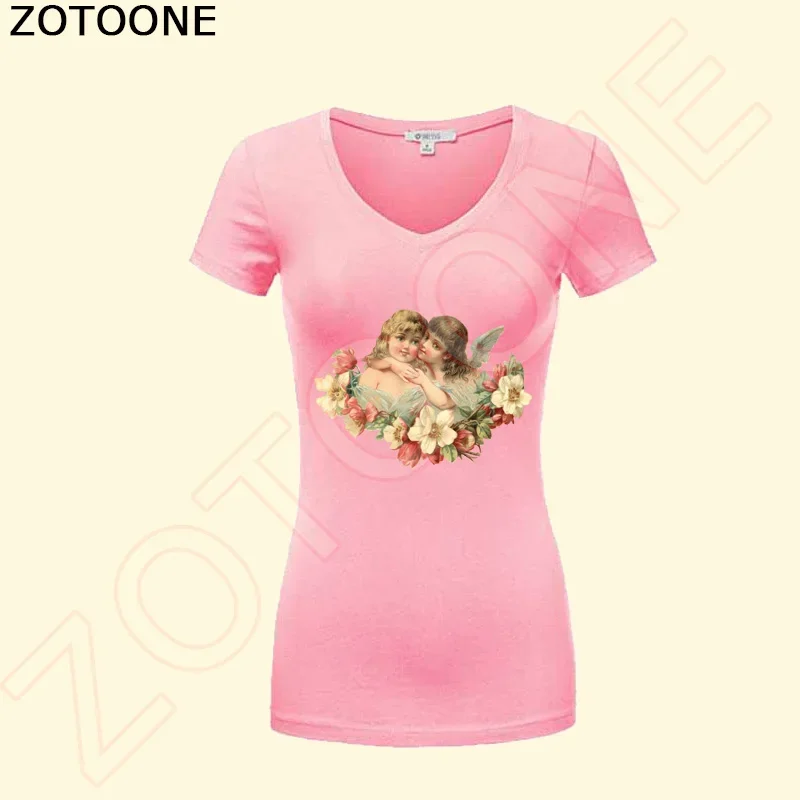 ZOTOONE Angel Patch Iron On Transfers for Clothing T-shirt Dress DIY Angle Girl Decoration Heat Transfer Stickers For Clothes C