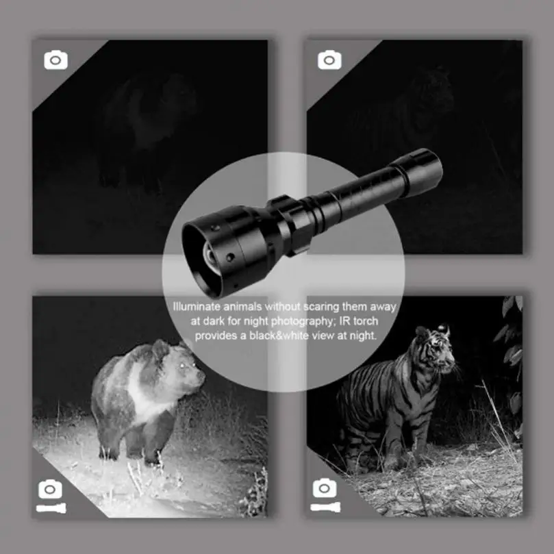 Long Range Infrared Flashlight Hunting T50 10W IR 850nm LED Tactical Flashlight Night Vision Zoomable LED Flash Light Torch