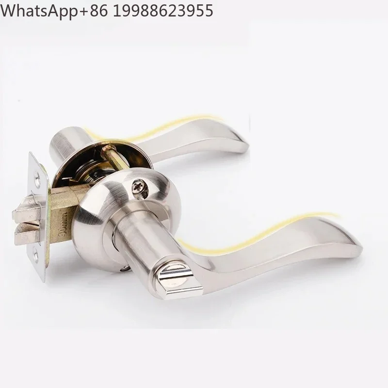 Zinc alloy Bathroom Keyless Door Locks Interior Solid Door Handle Lock Security Mute Three-Bar Spherical Lock Household