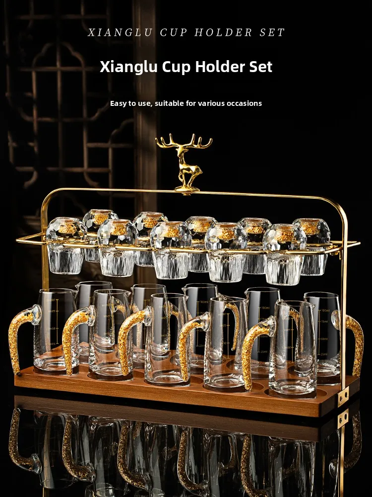 

Luxury Gold Foil Crystal Glass White Wine Cup Set Home Use Elegant Bullet Shaped Two Ounce Divisor Luxury Flowers Brand