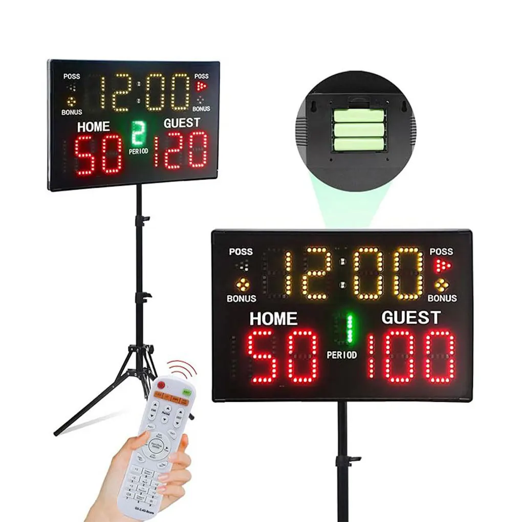 لوحة النتائج الإلكترونية LED الرقمية المحمولة برباط النتائج الكهربائية في الأماكن المغلقة في الهواء الطلق كرة السلة الكرة الطائرة لوازم لوحة النتائج الرياضية