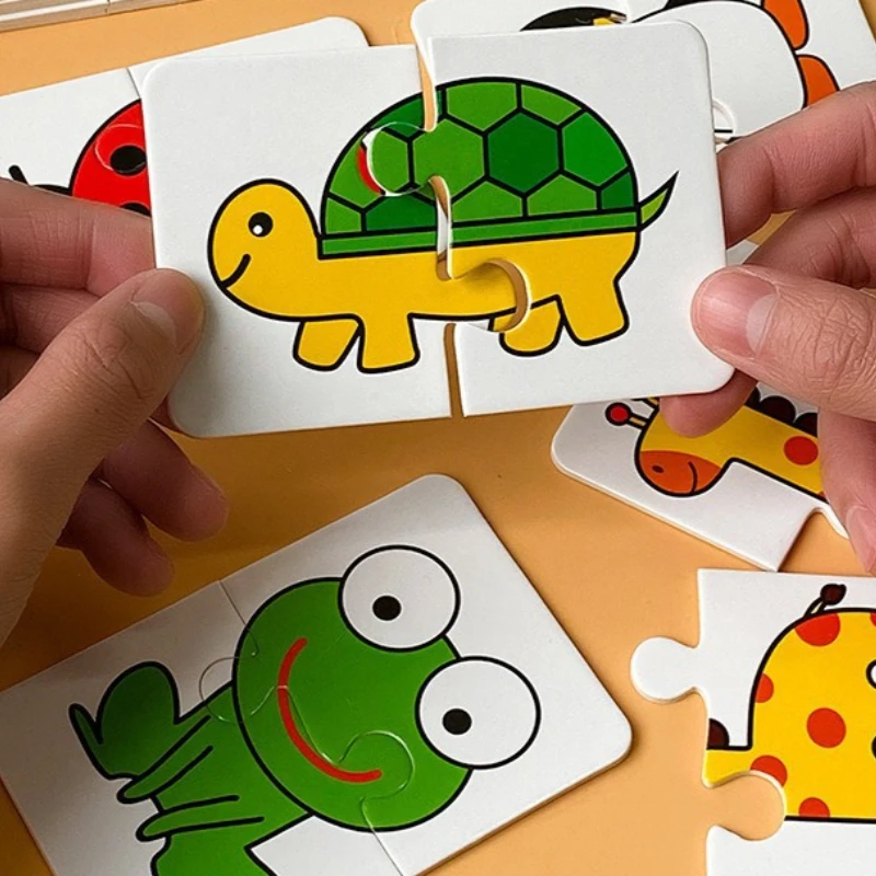 Karty edukacyjne Montessori dla maluchów 1-3 lat Gra w dopasowywanie zwierząt, warzyw i samochodów Zabawki rozwijające inteligencję Puzzle