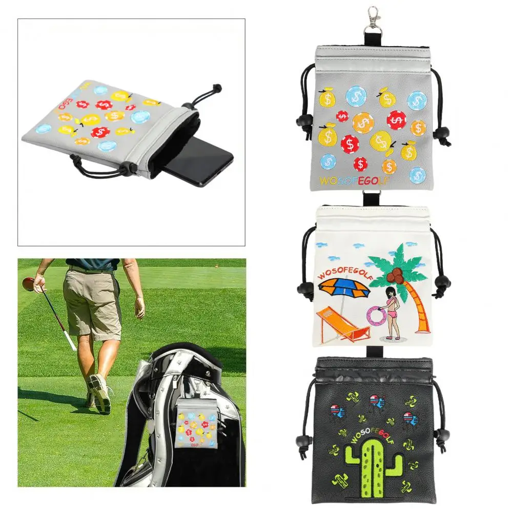 Golf Pouch Bag with Drawstring Golf Tee Pouch Golf Ball Green Fork Storage Bag Portable 골프 Accessories