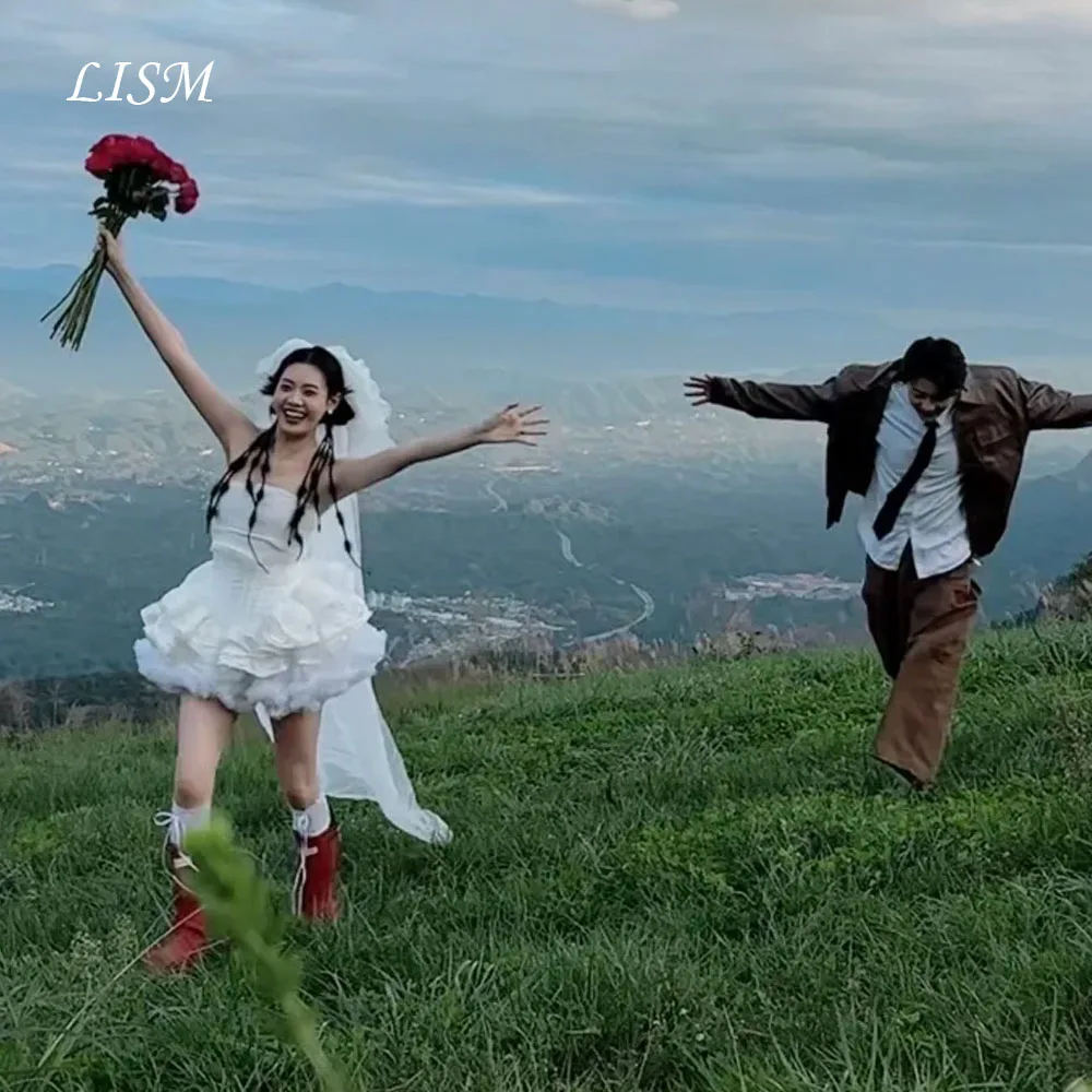 

Индивидуальное пошиве LISM: Новое мини-платье 2026 года для свадебной вечеринки, без бретелек, многоярусное, шикарное, для невесты, вечернее, выпускного, короткое, очаровательное, для фотосессии