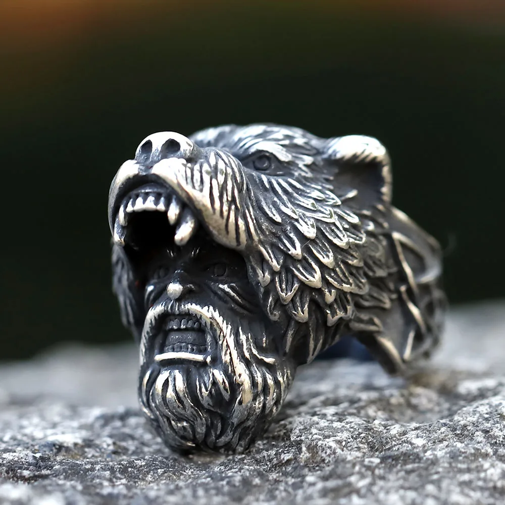 2023 new Norse Mythology Odin Raven Rings Mens Viking bear Stainless Steel Ring Scandinavian Amulet Party Jewelry Anillos Mujer