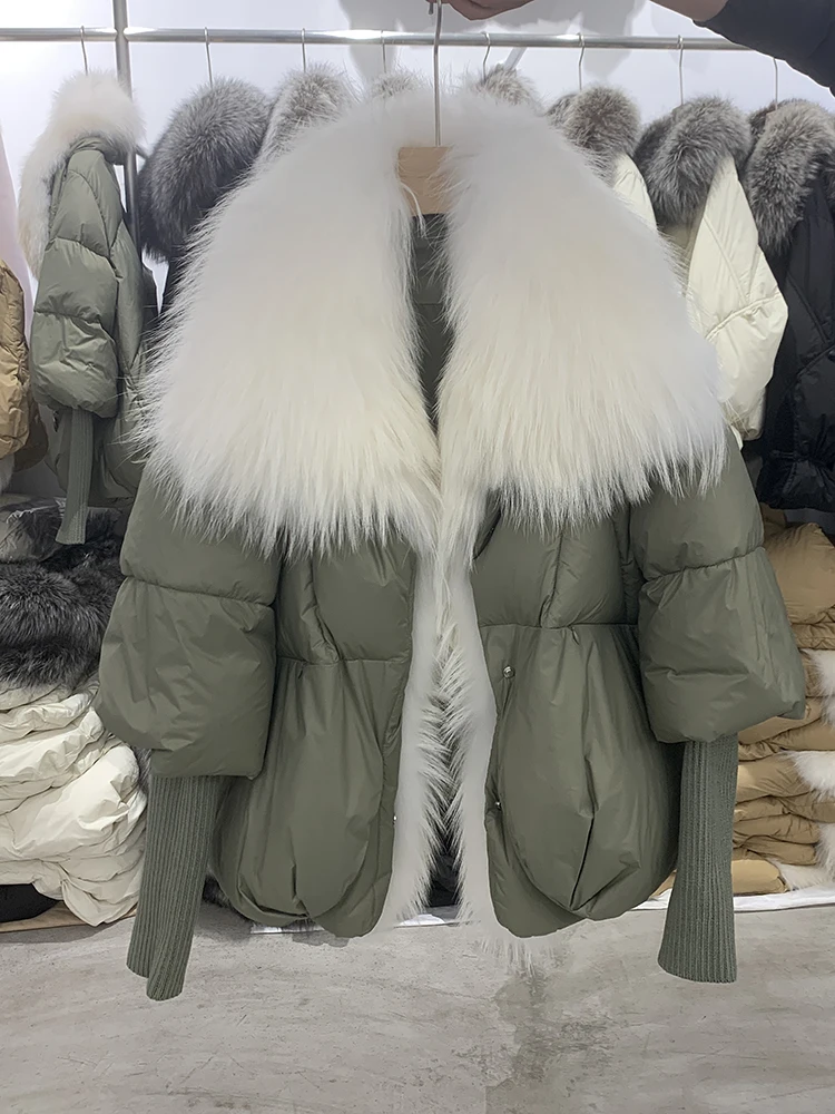2026 Winter Real Fox Fur Collar White Duck Down Padded Down Jacket Regular Fashion Warm Big Fur Collar Women's Coat