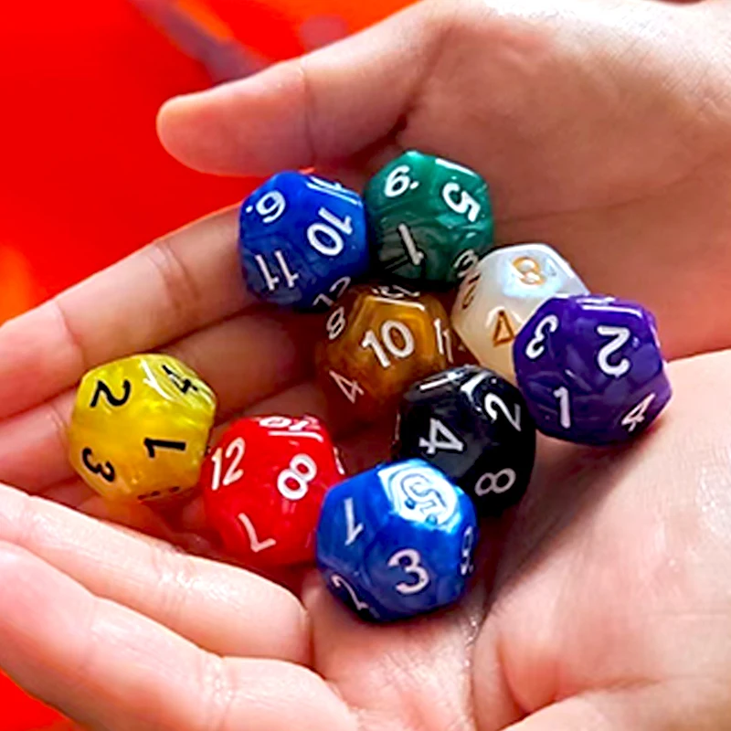 10PCS Polyhedron Acrylic D12 12Sided Dice For Classroom Math Educational Toys Learning Resources Board Games Accessories