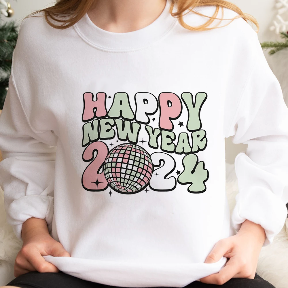 New Year Shirt 2024 Happy New Year Sweatshirt Festive Party Sweatshirt Happy New Year Women Crewneck Hoodie Gift for Her Sweater