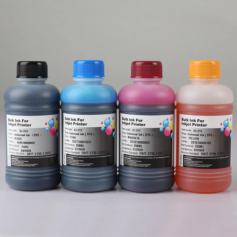 250ML Refilled Dye Ink Photo Universal Ink Compatible For HP Canon Epson Brother Ink Cartridges For HP301 302 304 305 664 545