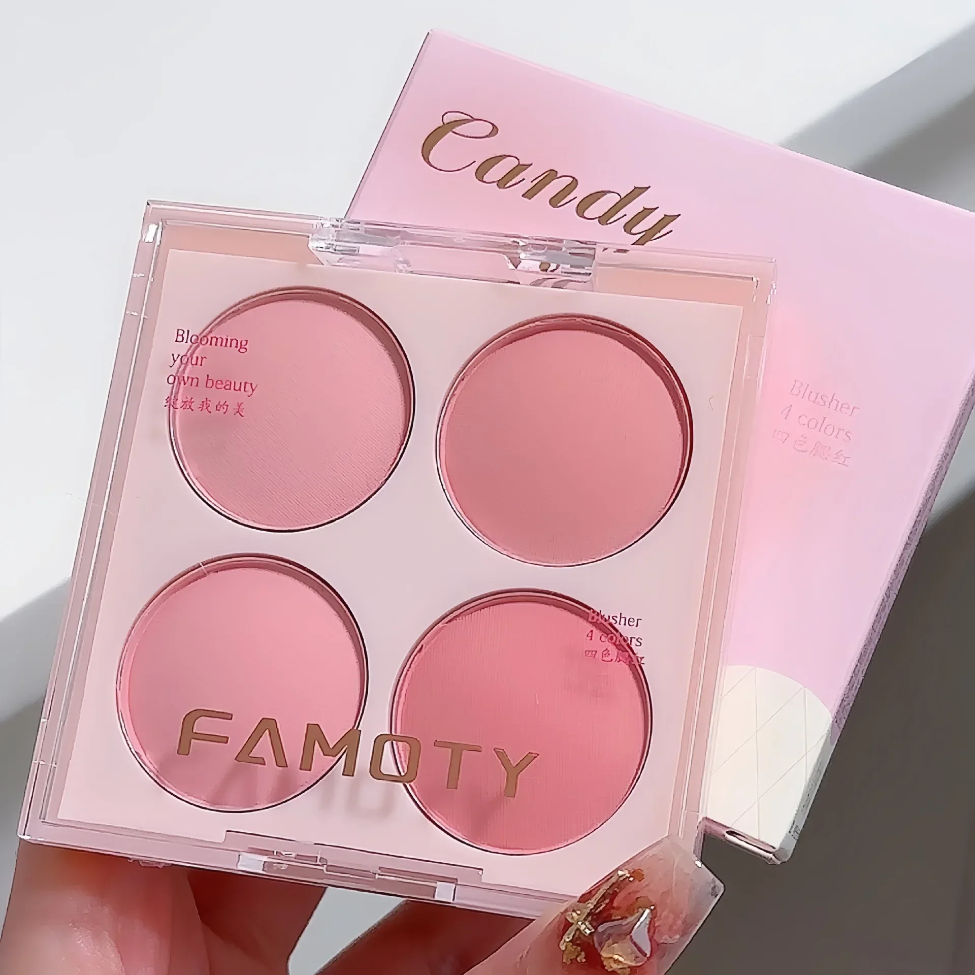 Zoete warme tinten 4-kleuren matte blush set - opbouwbaar wangpoeder voor natuurlijke spoeling, professionele gezichtsmake-up 3 in 1