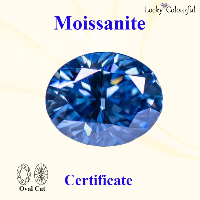 

Moissanite Oval Cut Natural Royal Blue Color VVS1 with GRA Certificate for Charms Beads DIY Jewelry Making Bracelet Materials