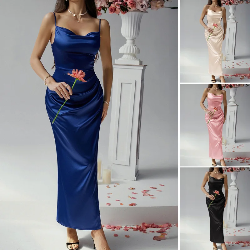 

Dress Casual Sexy Solid Color Suspender Evening Dress