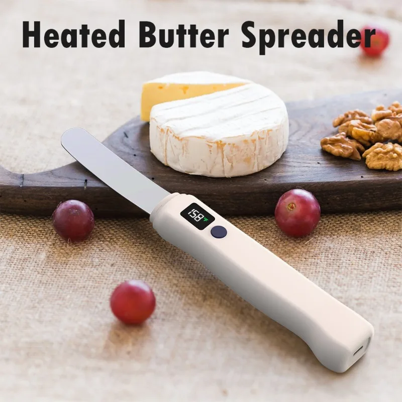 Smart Heated Butter Knife with Digital Display 2-Level Adjustable Temperature for Butter Cheese Spreading