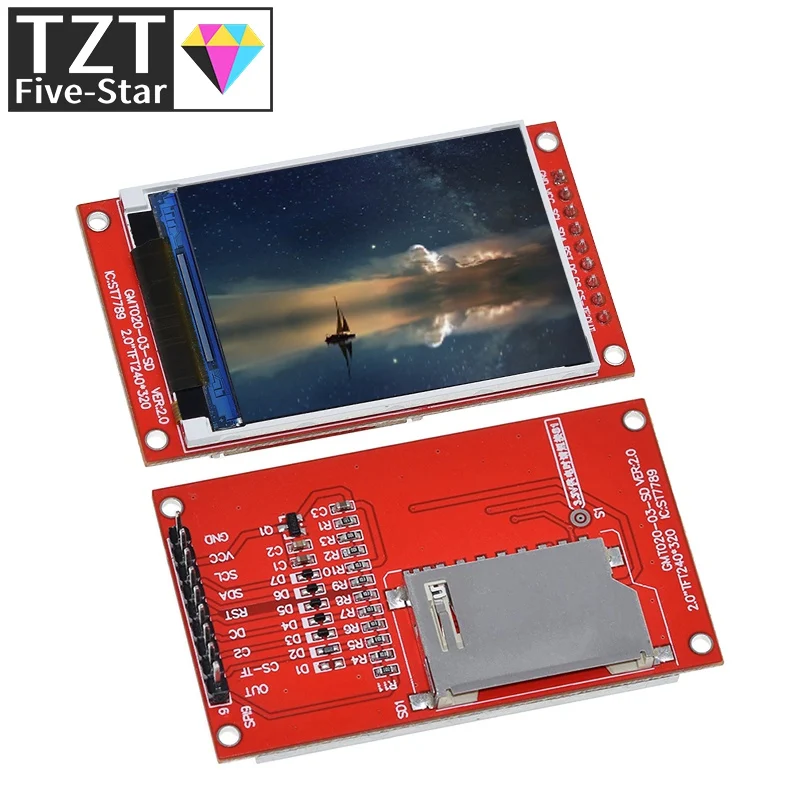 

2,0 дюймовый TFT дисплей Привод IC ST7789V 240x320 точечный Матричный интерфейс SPI для Arduio полноцветный ЖК-дисплей модуль с SD-картой