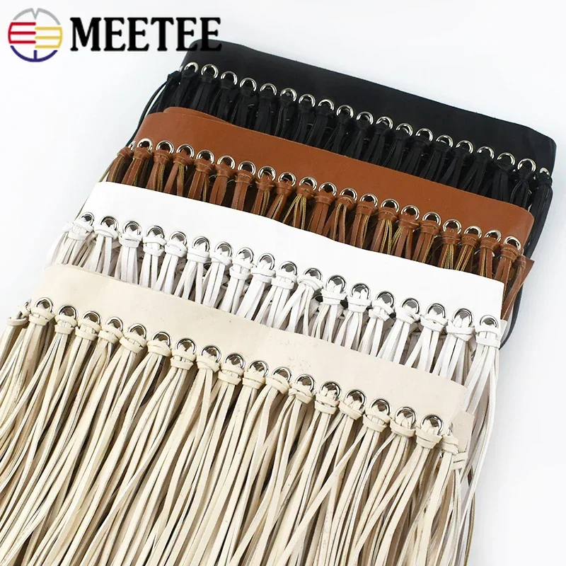 

1Meter Meetee 23cm PU Leather Tassel Fringe Trim Lace Ribbon Handbag Dress Decor Tassels Performance Clothes Sewing Material