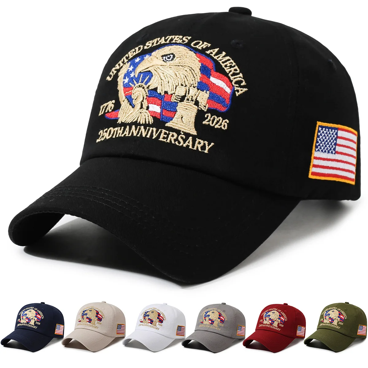 America 250th Anniversary Embroidery Baseball Hat 1776-2026 Patriotic Eagle Independence Day Cap Women Men Street Adjustable Hat