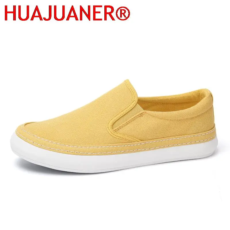 2023 Men's Casual Shoes Breathable Canvas Shoes Lightweight Men's Vulcanized Shoes Soft Flat Shoes Outdoor Mens Sneakers Loafers