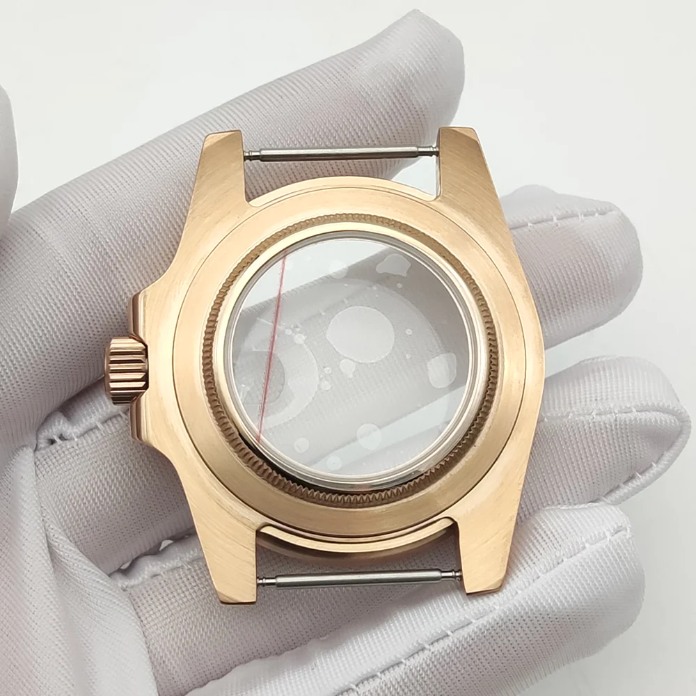 حافظة رجالية فاخرة باللون الذهبي الوردي ، طقم تحويل ساعة 40 مللي متر لحركة NH35/NH36 ، حافظة مقاومة للماء