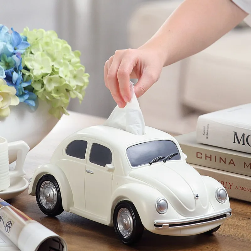 Beetle Car Tissue Box Creative Car Model Tissue Holder Box For Kids Room Resin Beetle Car Model Ornaments Office Home Decor