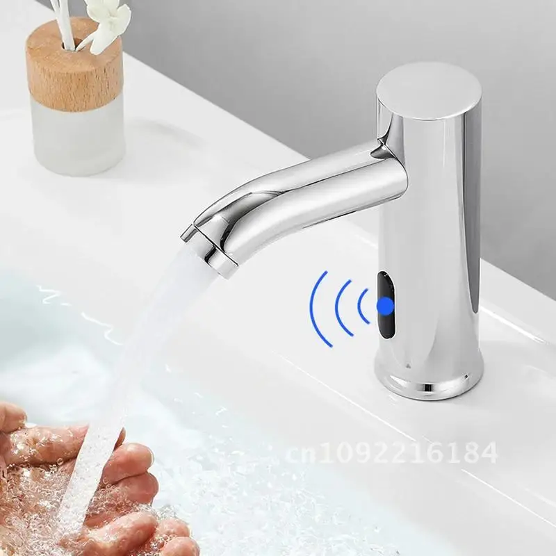 Matte Black Powered Bathroom Faucet Cold and Hot Deck Sensor Stainless Mounted Battery Sink Sensor Mixer Steel Infrared