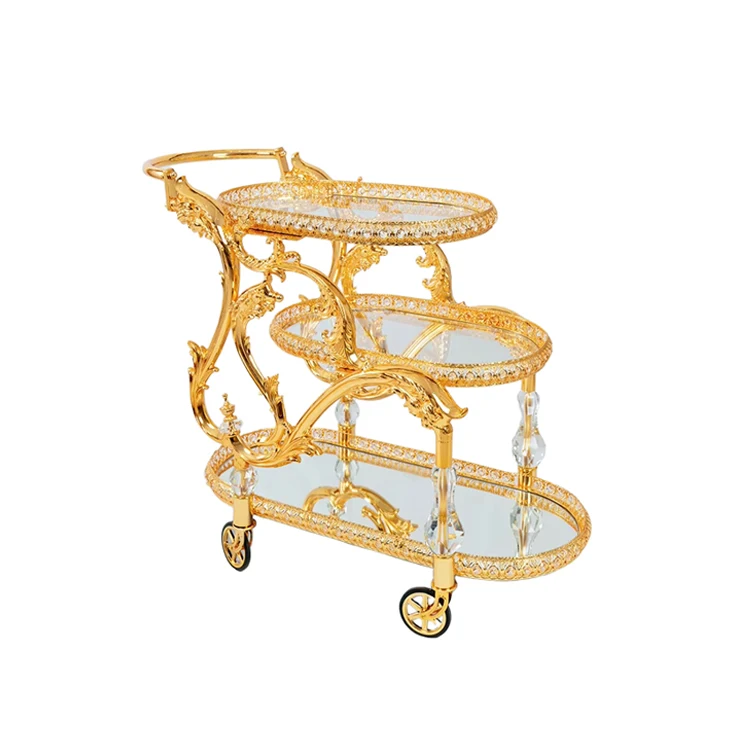 

Three-layer luxury gold acrylic trolley, family trolley