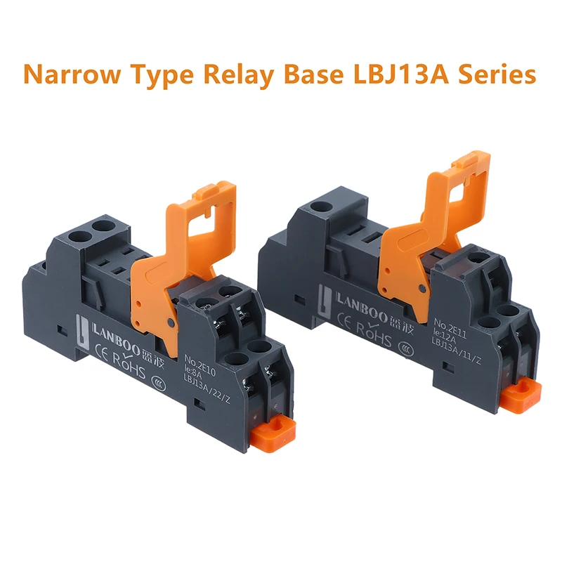 Narrow Type Relay Base LBJ13A Series Precision Manufacturing 5Pin 8Pin 2NO2NC For DC12V/24V/48V AC24V/110V/220V