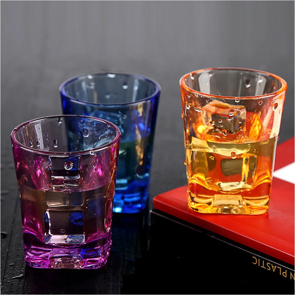 

3Pcs Transparent Acrylic Beer Mug Whiskey Wine Cups Household Water Glass Bar Decoration Beer Mug Water Cup
