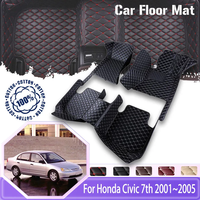 

Car Floor Mats For Honda Civic Ferio 7th EU ES EP EM 2001 2002 2003 2004 2005 Sedan Leather Floor Carpet Tappeto Car Accessories