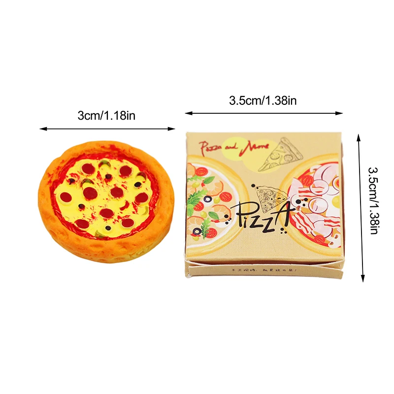 1Set 1:12 Poppenhuis Miniatuur Pizza Met Verpakkingsdoos Model Keukenvoedsel Decor Speelgoed Poppenhuis Accessoires Kinderen Doen Alsof