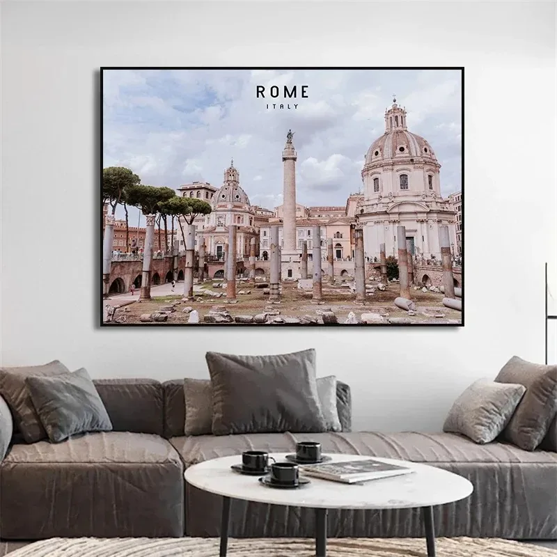 Rome Italy Vatican City Travel Poster Colosseum Ancient Architecture Print Canvas Painting Wall Picture Modern Office Room Decor