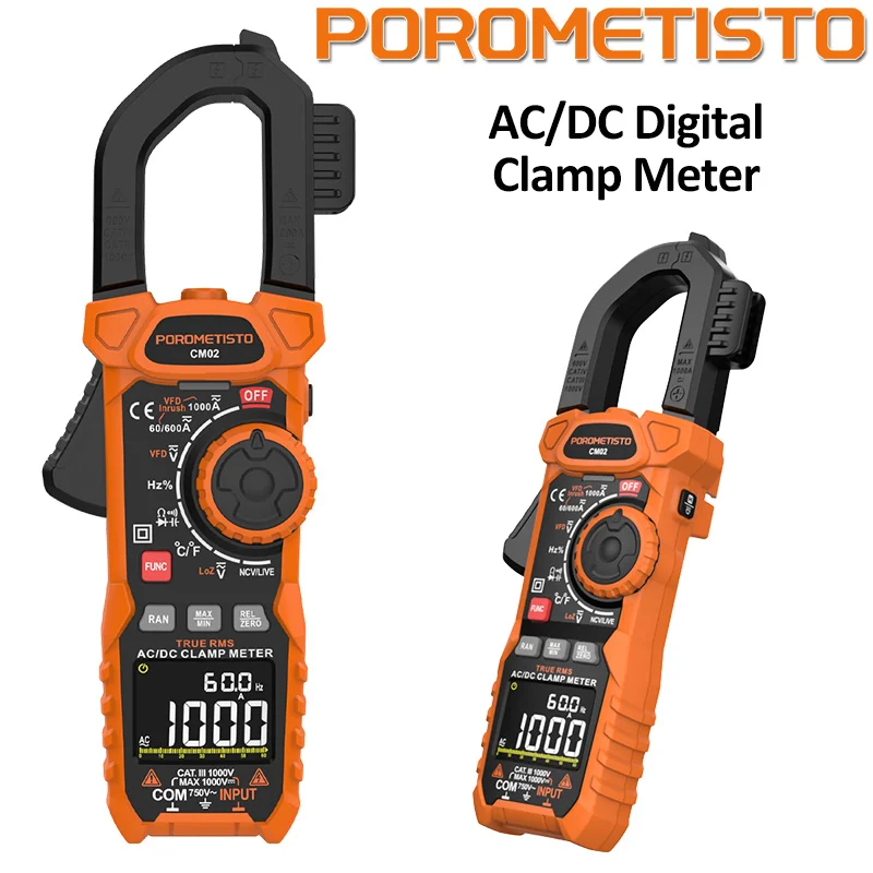 Digital Clamp Meter 1000A 1000V Multimeter AC/DC True-RMS High Precision Capacitance NCV Ohm Hz Test Digital Ammeter Clamp Meter