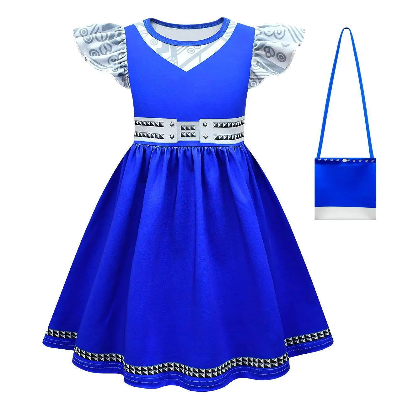 Kids Girls Movie High School Princess Short Sleeves Dress Bag Set Outfit Christmas Role Play Halloween Cosplay Costume