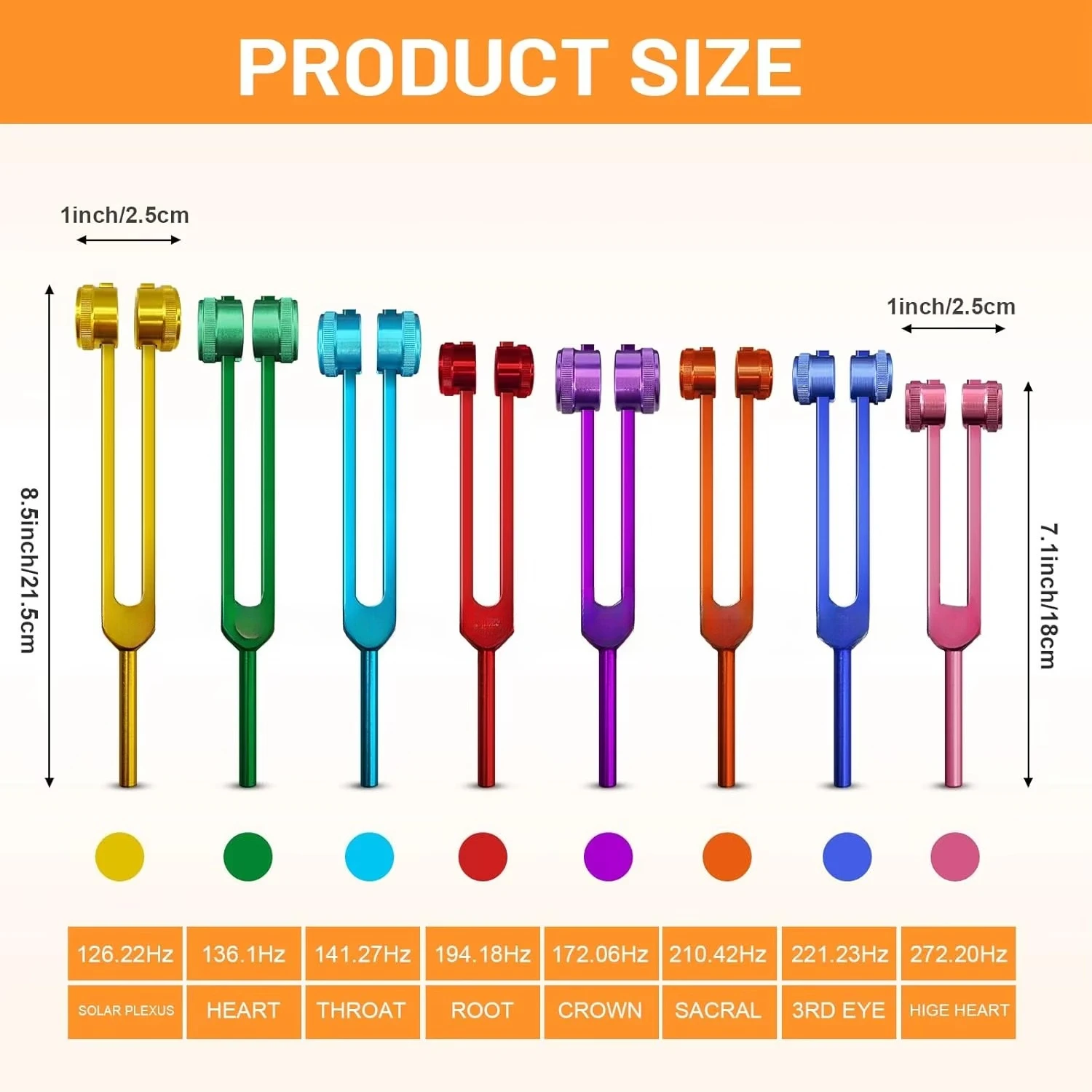 8 Chakra Tuning Fork Set Activator, Repair Meditation Reiki Sound Therapy Aluminum Emphasis Harp Yoga Spirituality