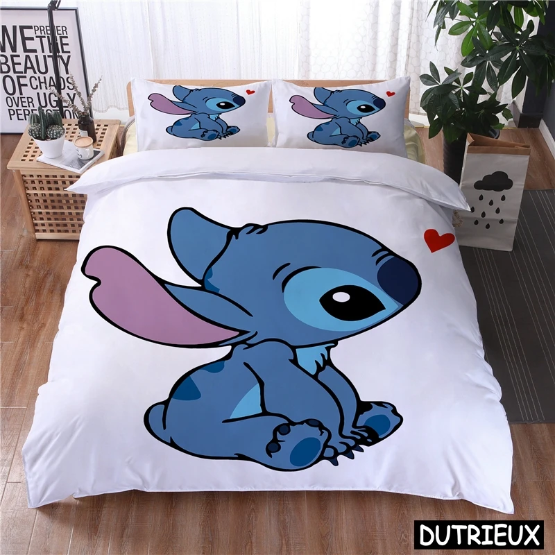 3D Disney Cartoon Lilo And Stitch Kawaii Duvet Cover Set Twin Full Queen King Size Bedding Set Home Textile For Girls Boys Gift