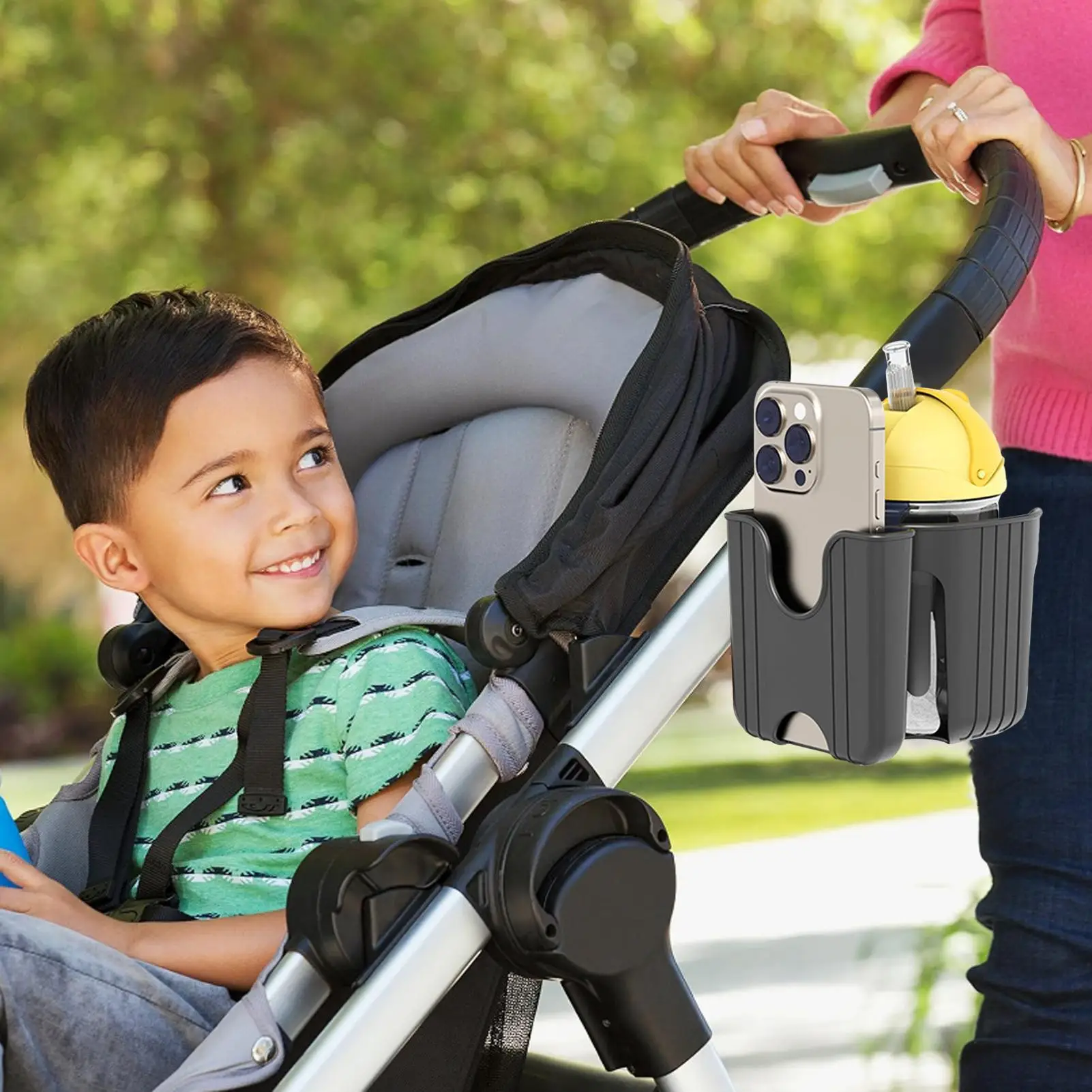 Stroller Cup Holder 2 In 1 Phone Cup Stroller Organizer Adjustable Bike Cup Holder Cup Phone Holder For Stroller Bike Wheelchair