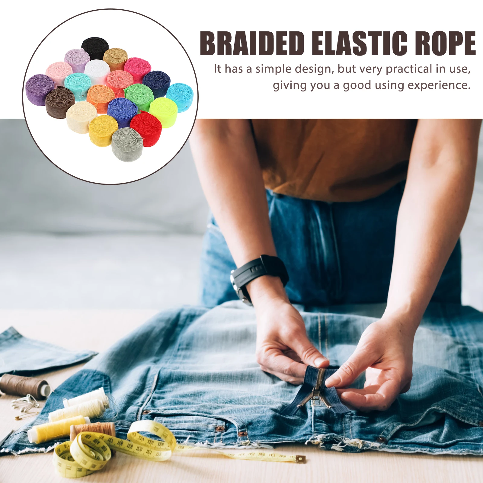 

20 Rolls Webbing Knitted Flat Elastics Bands Sewing Clothing Stretchable Colorful Nylon Braided Band Knitted Flat Elastics
