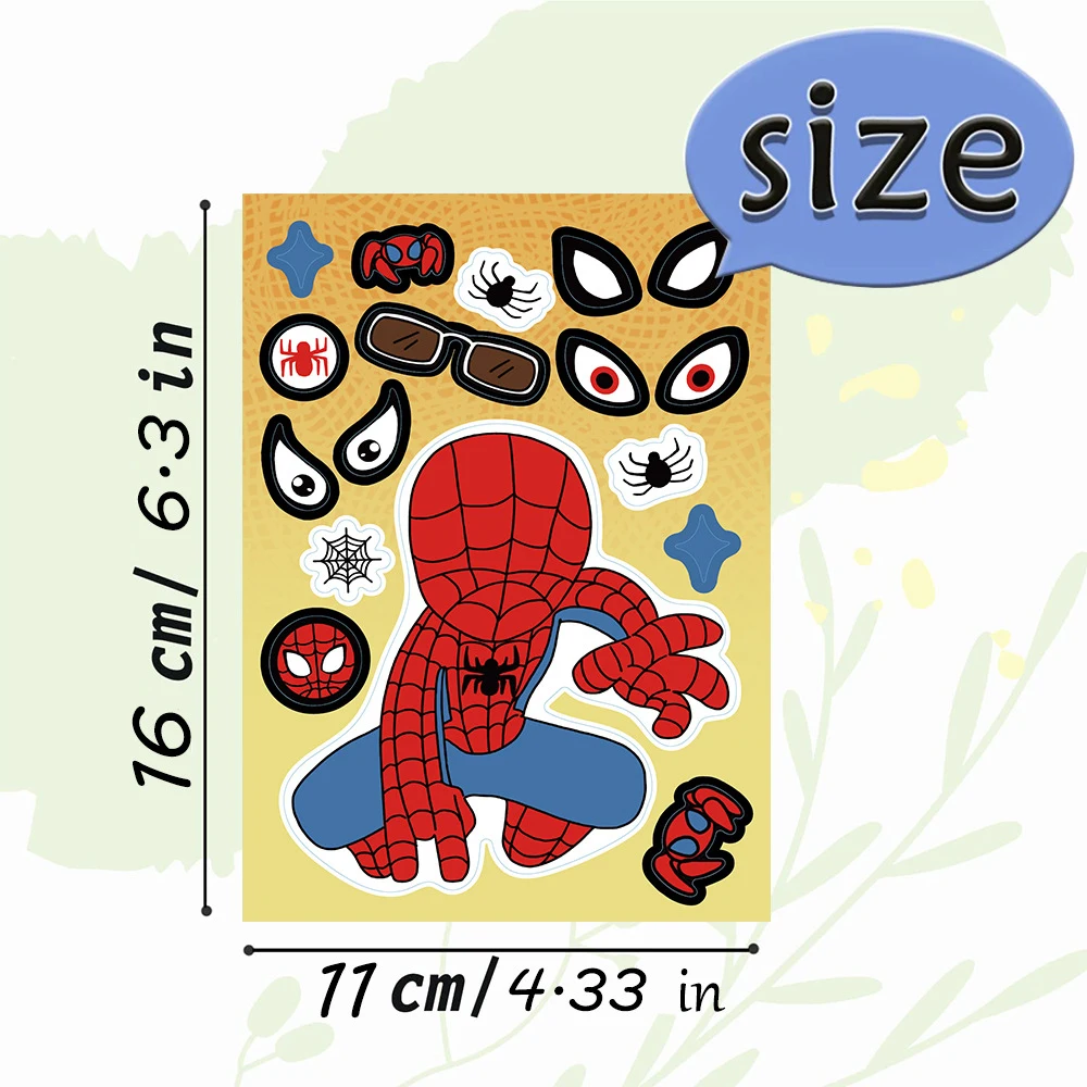 8/16Sheets Disney Spiderman and His Amazing Friends Stickers Puzzle Make-a-Face Game For Kids DIY Children Assemble Jigsaw Toys