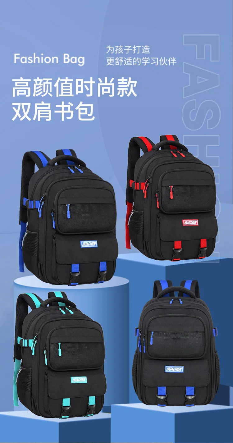 

School Backpack for Boys Black Backpack for Kids Children Elementary Middle School Students Bag for Ages 6-12