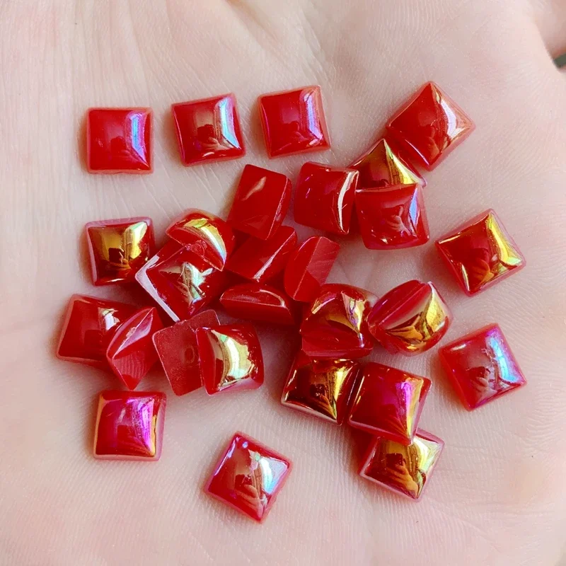 8mm Acrylic Rhinestone AB Acrylic Square smooth surface FlatBack Cabochon DIY Craft/Wedding Decoration 40pcs -7E32