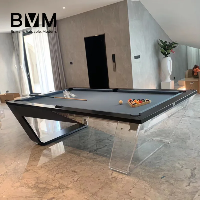 Acrylic Glass Billiard Table, Luxury High-End American 8-Ball Pool Table, Standard Size for Adults, Home Use