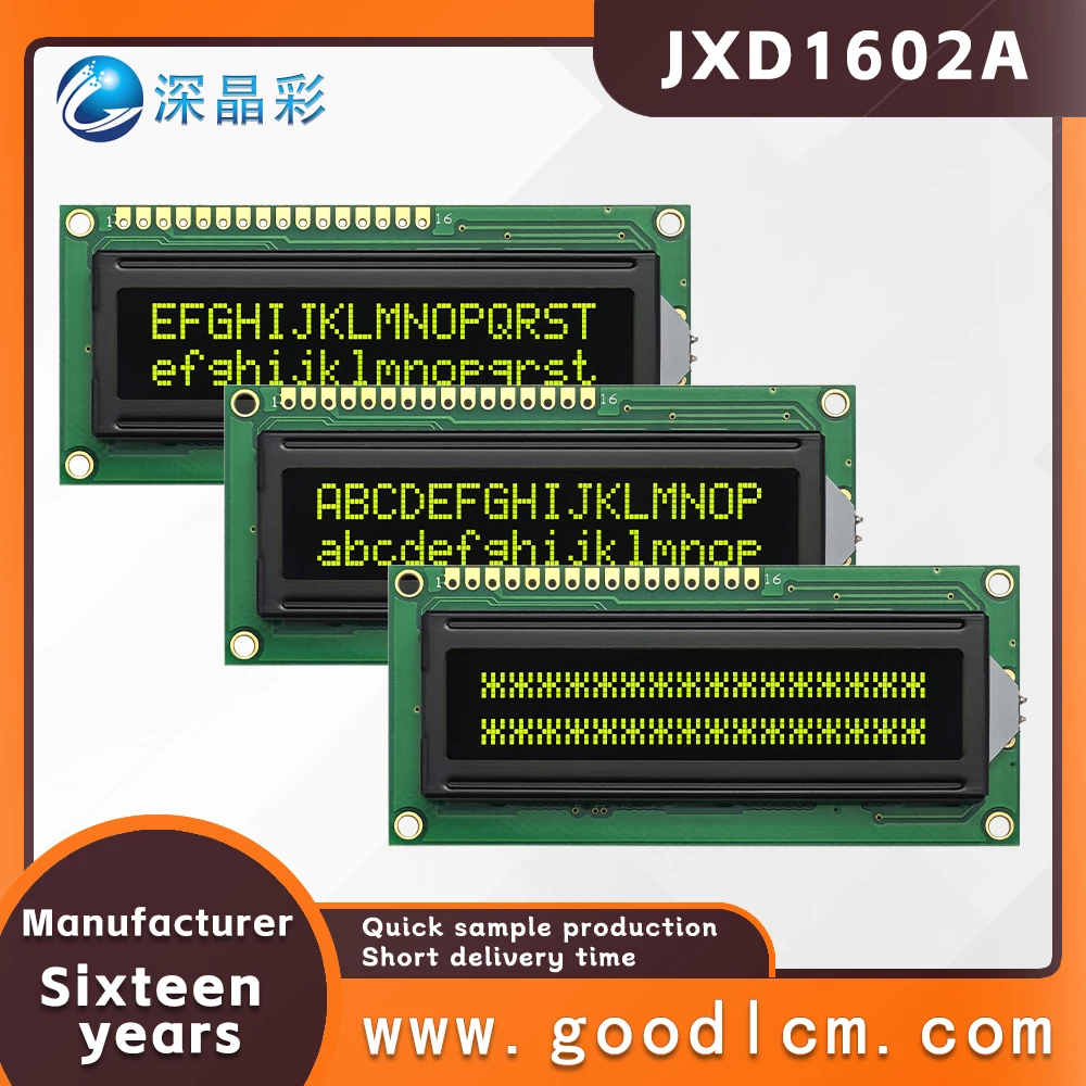 Russian language LCD screen JXD1602A VA Yellow Negative 16X2 character screen high standard industrial LCM display module