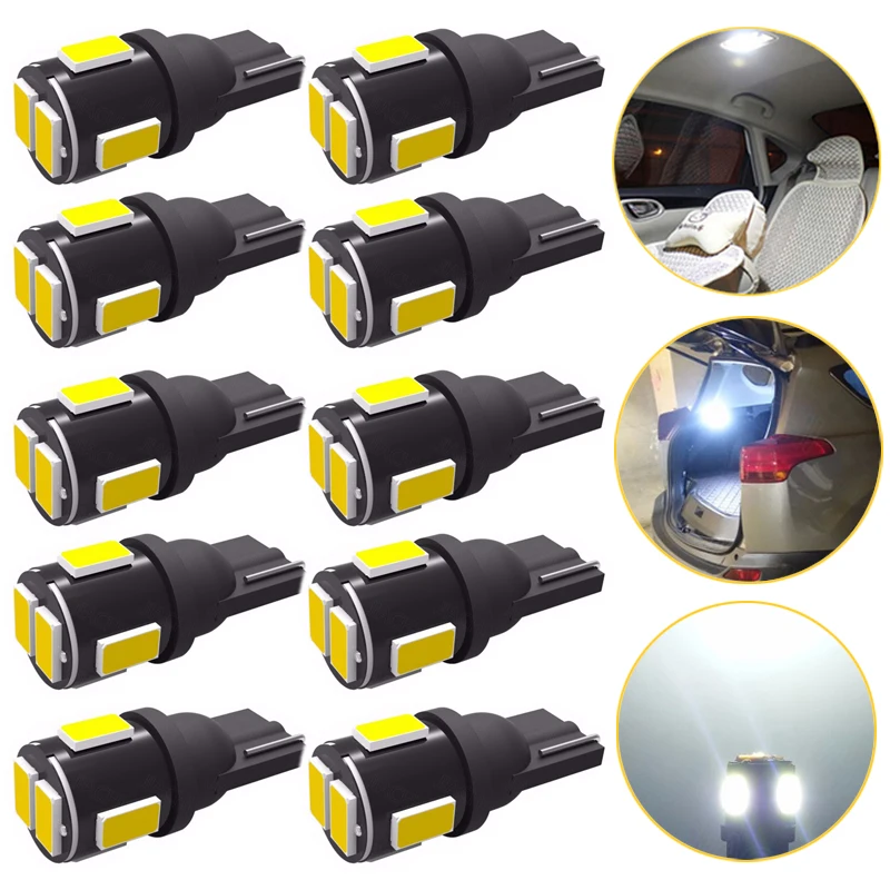 

10pcs W5W T10 Led Bulbs Canbus 5630SMD 12V 6000K 194 168 2821 2825 Car Interior Map Dome Lights Parking Light Auto Signal Lamp