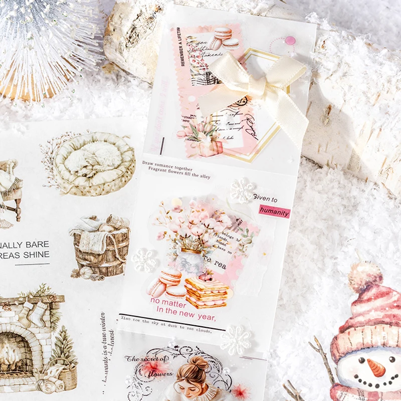 

18 Pcs Stickers Personnalise Die-cut Winter Snow Collection Series Collage Album Diary Decoration Notebook Thin Accessories