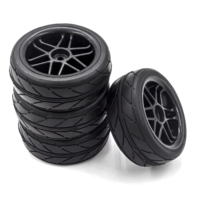 4pcs Hard Plastic 1/10 RC On-Road Solid Wheels and Tires 12mm Hex for HSP Tamiya TT01 TT02 Sakura Kyosho RC Drift Rally Car