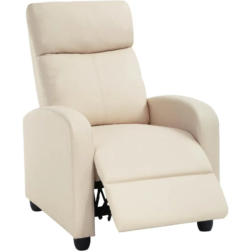 Recliner Chair for Living Room Home Theater Seating Single Reclining Sofa Lounge with Padded Seat Backrest (Beige)