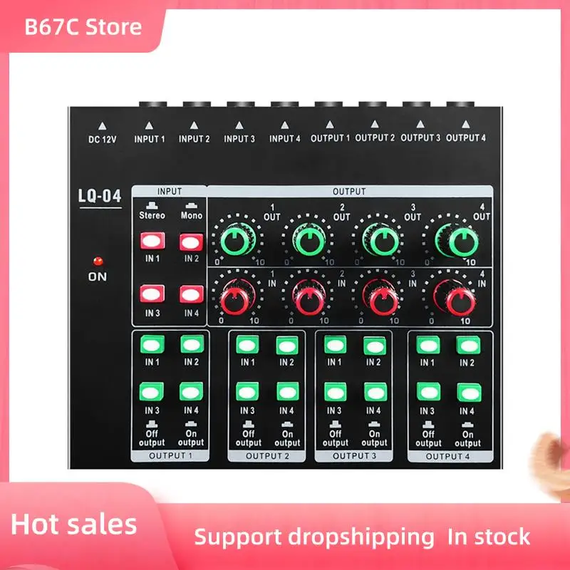 

B67C Sound Card 4-Channel Mixer 4-Channel Headphone Amplifier Recording Interface For PC Mini Audio Mixer US Plug