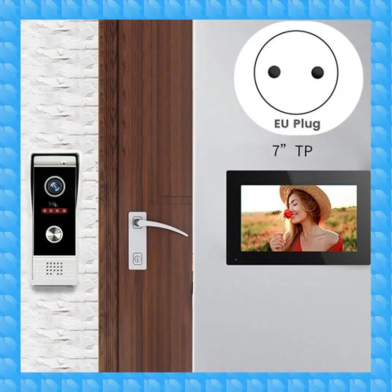 ETRT Wired Video Doorbell Apartment Intercom 7In Full Touch Monitor System TUYA Wifi Home Video Intercom Door Phone Kits EU Plug