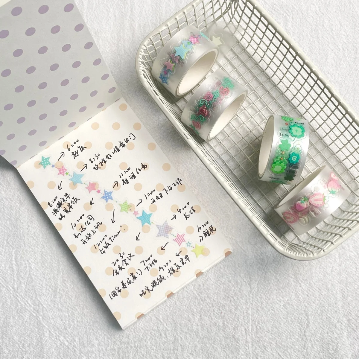 fita-adesiva-decorativa-wakawaka-kawaii-timeline-washi-tape-2cm-fita-adesiva-escrevivel-para-diario-planner-e-scrapbook-diy