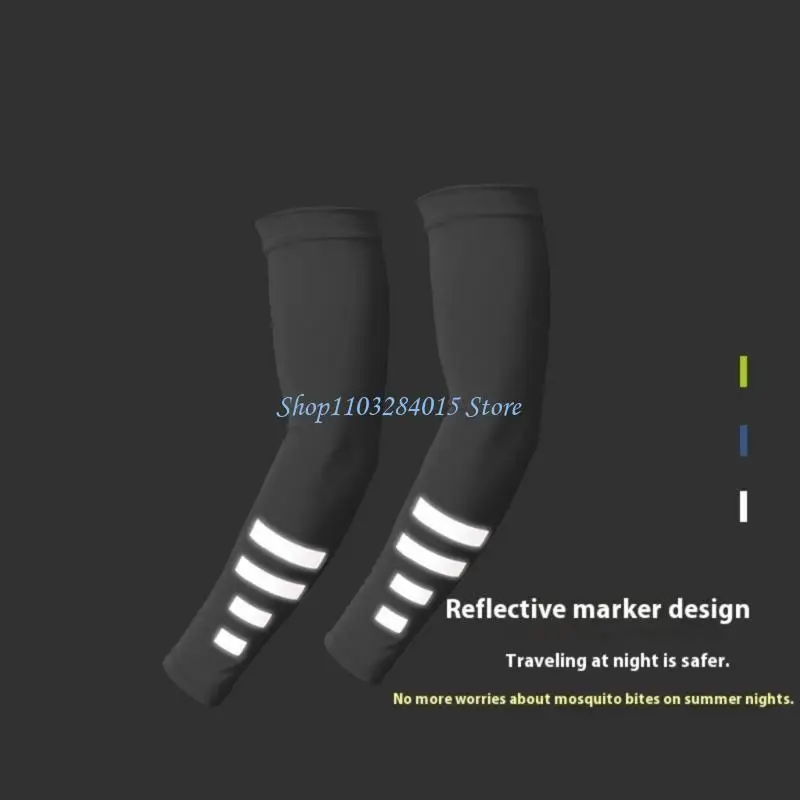 R6FF Sun Blocking Protective Cooling Arm Sleeves Reflective Strips for Outdoor Sports